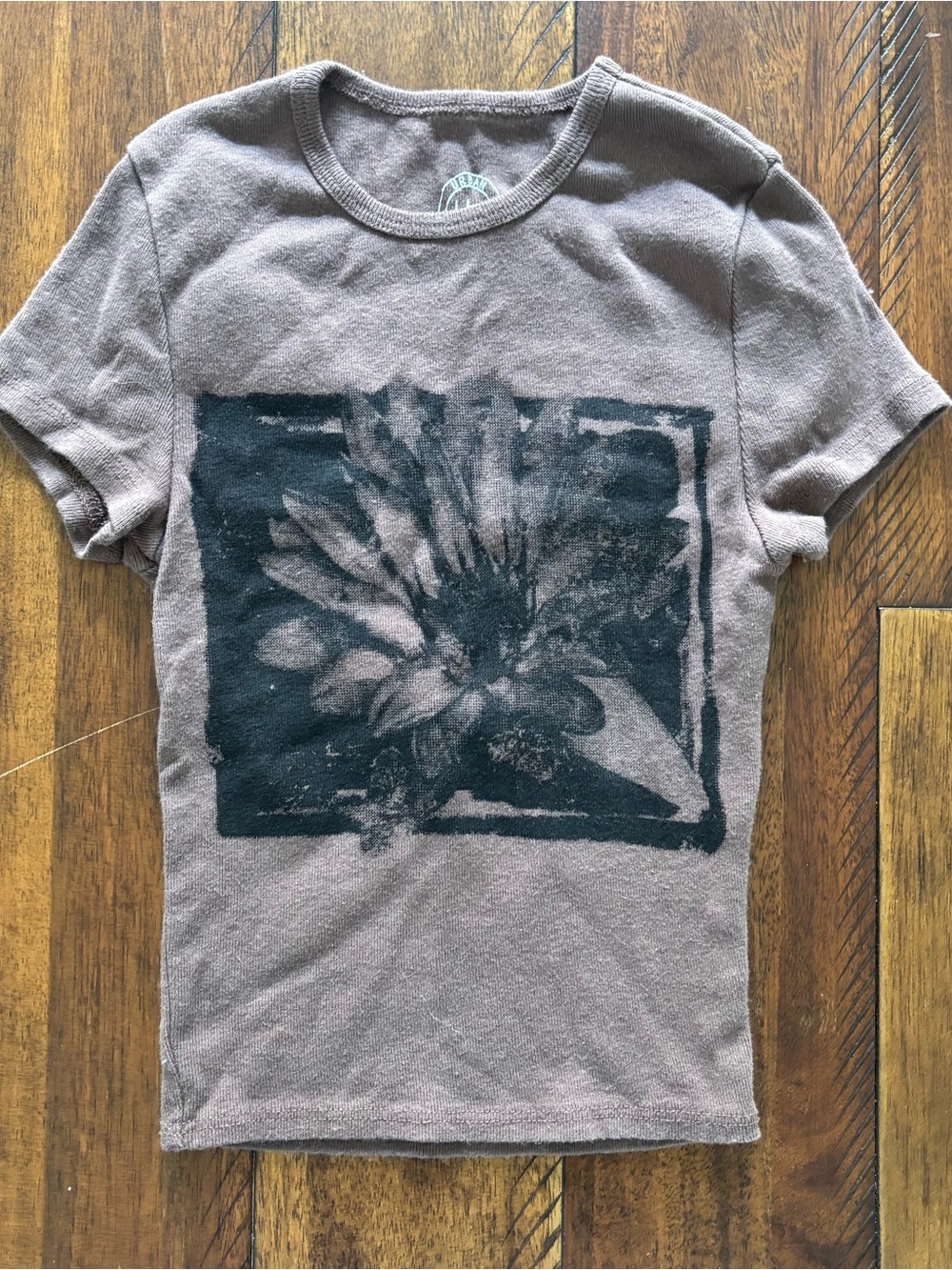 Urban Outfitters - brown baby tee with sunflower graphic